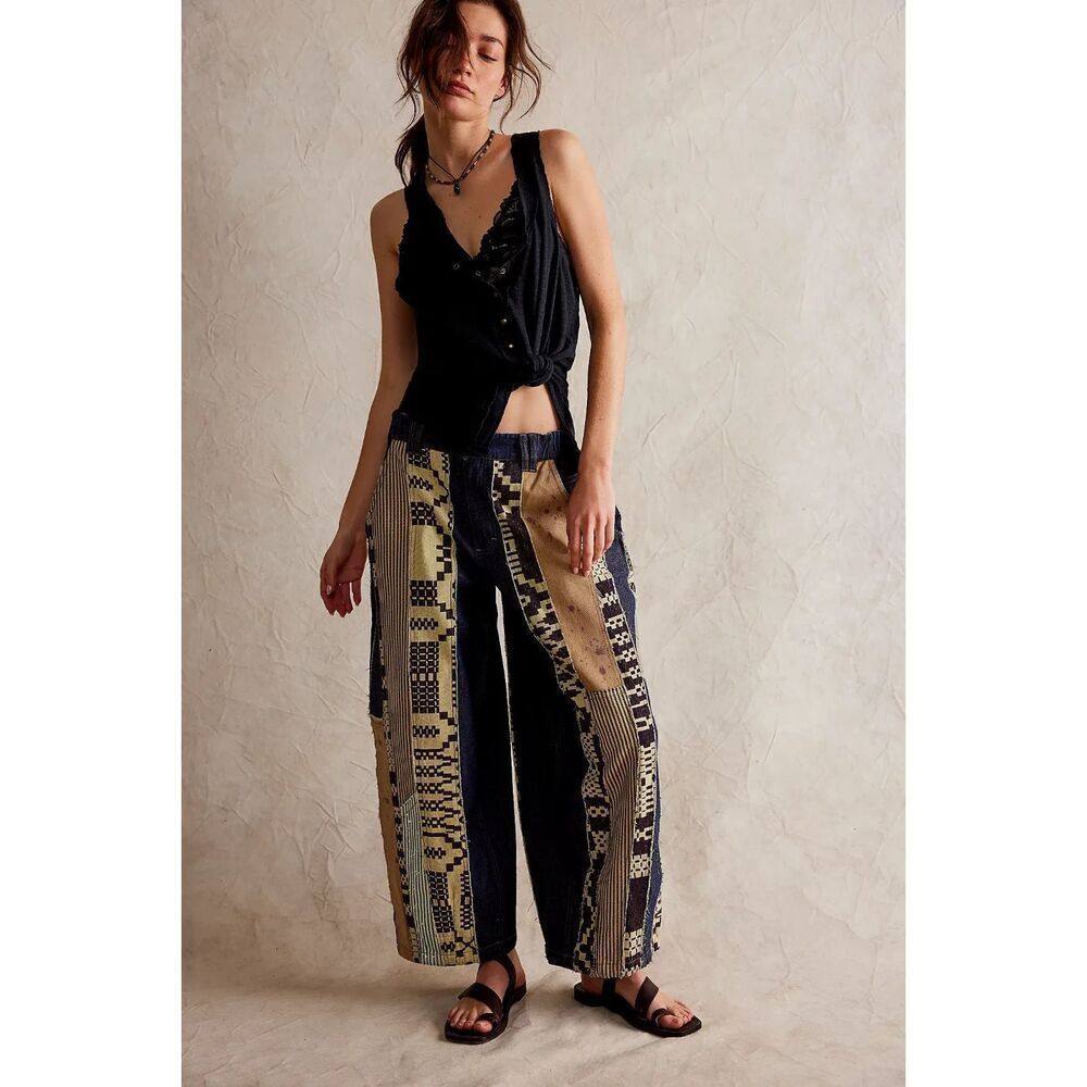 Free People We The Free Ever After Pieced Barrel Jeans Medium M NEW